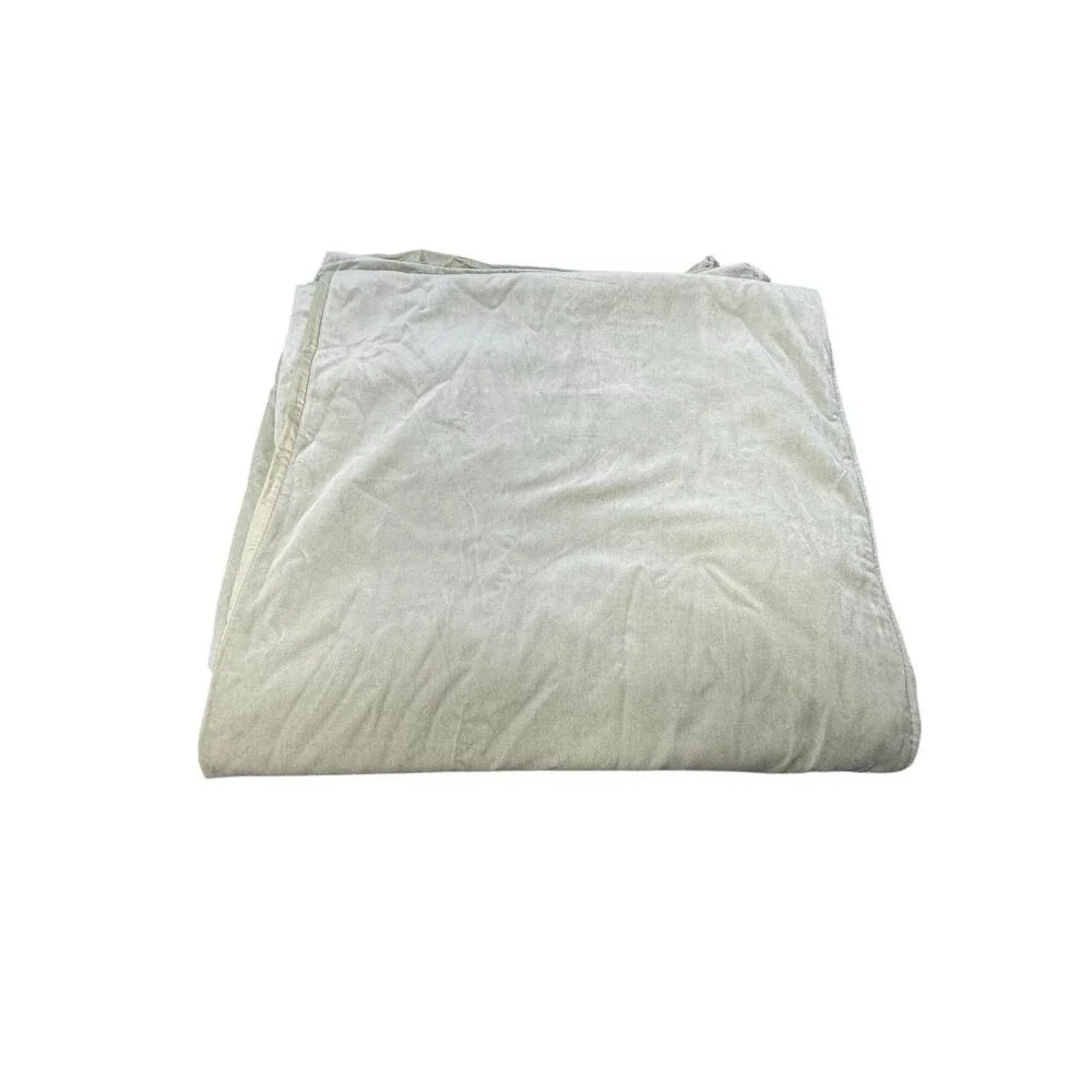 Pottery Barn Light Green Cotton Velour Velvet KING Duvet Cover Whimsical Cottage